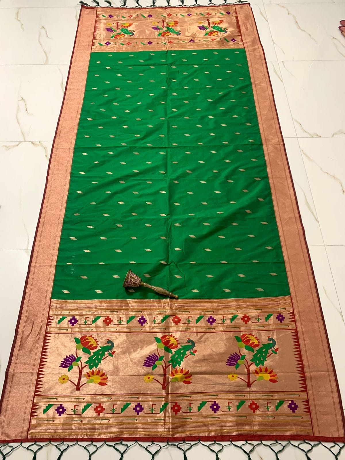 Soft Jari and Silk Paithani Dupatta Green Soft Jari and Silk Paithani Dupatta Green