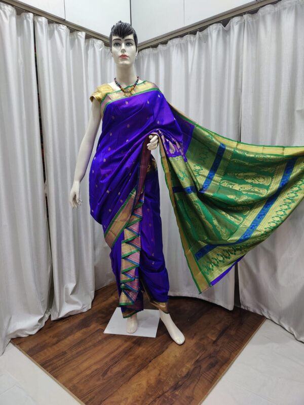 Special 9-Yard Ready-to-Wear Paithani Sarees Blue