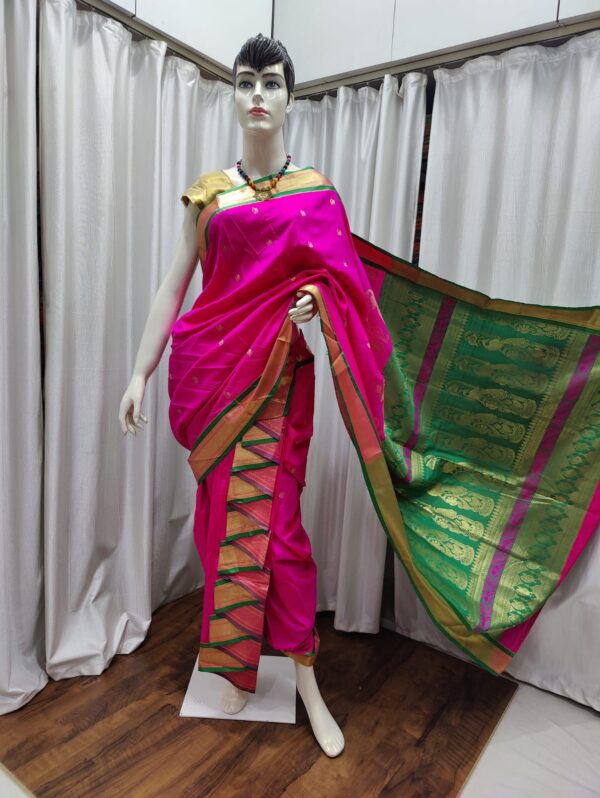 Special 9-Yard Ready-to-Wear Paithani Sarees Pink