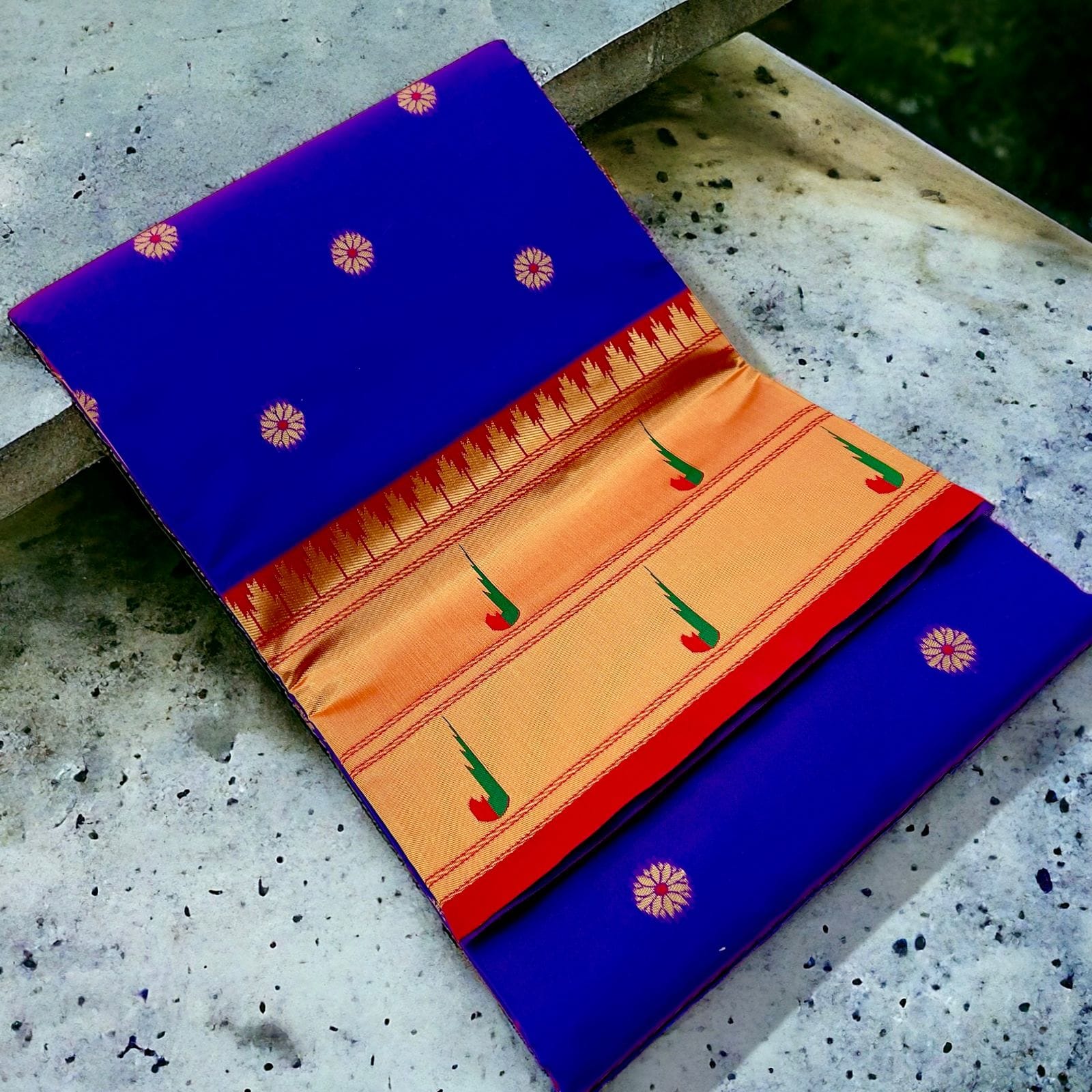 Blue and Red Double Muniya Boarder Paithani (2)