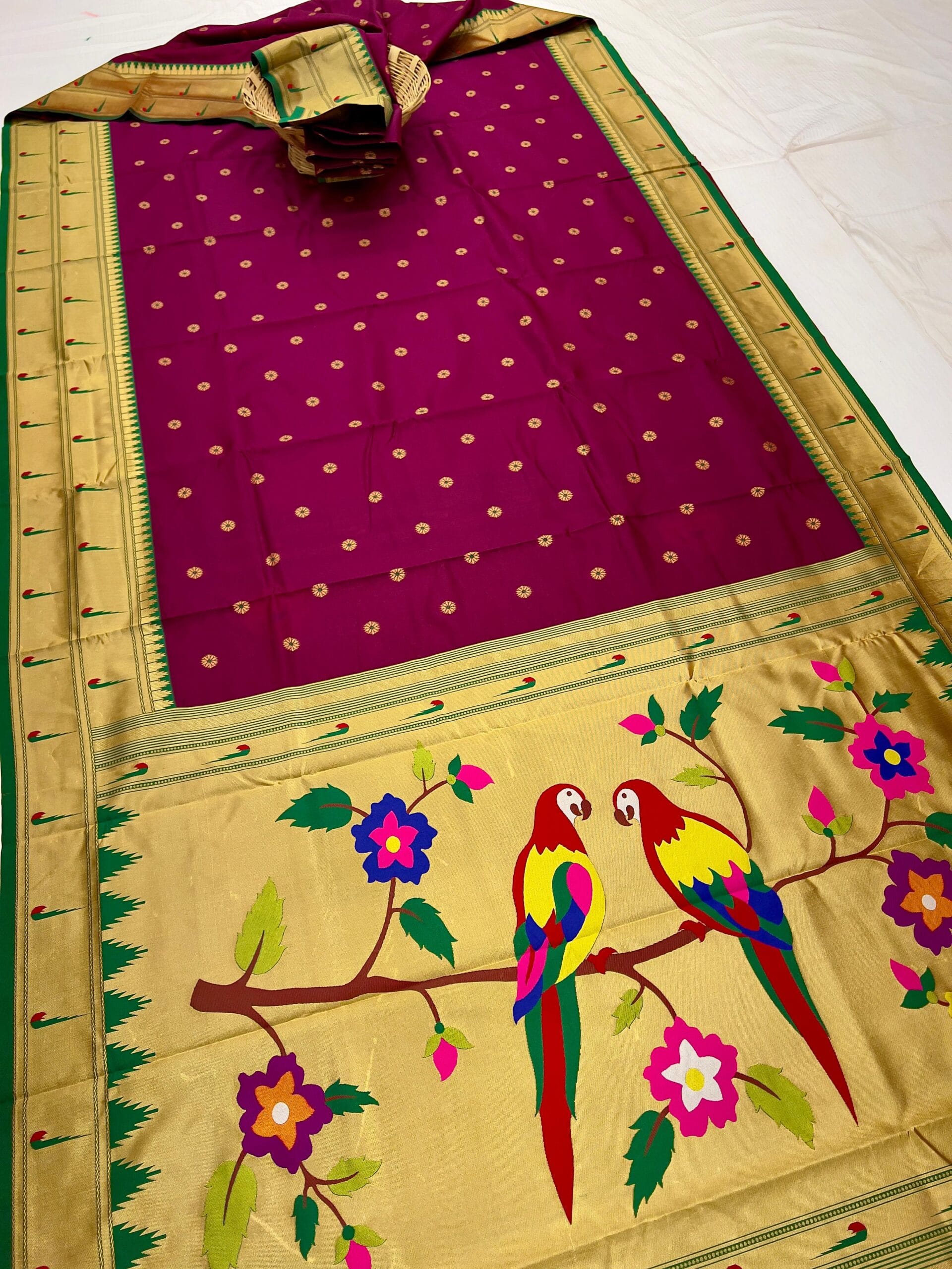 Maroon Double Muniya Boarder Paithani