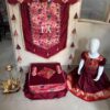 Maroon Premium Paithani Backdrop and Chaurang Cover Combo with Gauri Dress D2