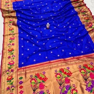 Premium Quality Lotus Paithani Dupatta Royal Blue