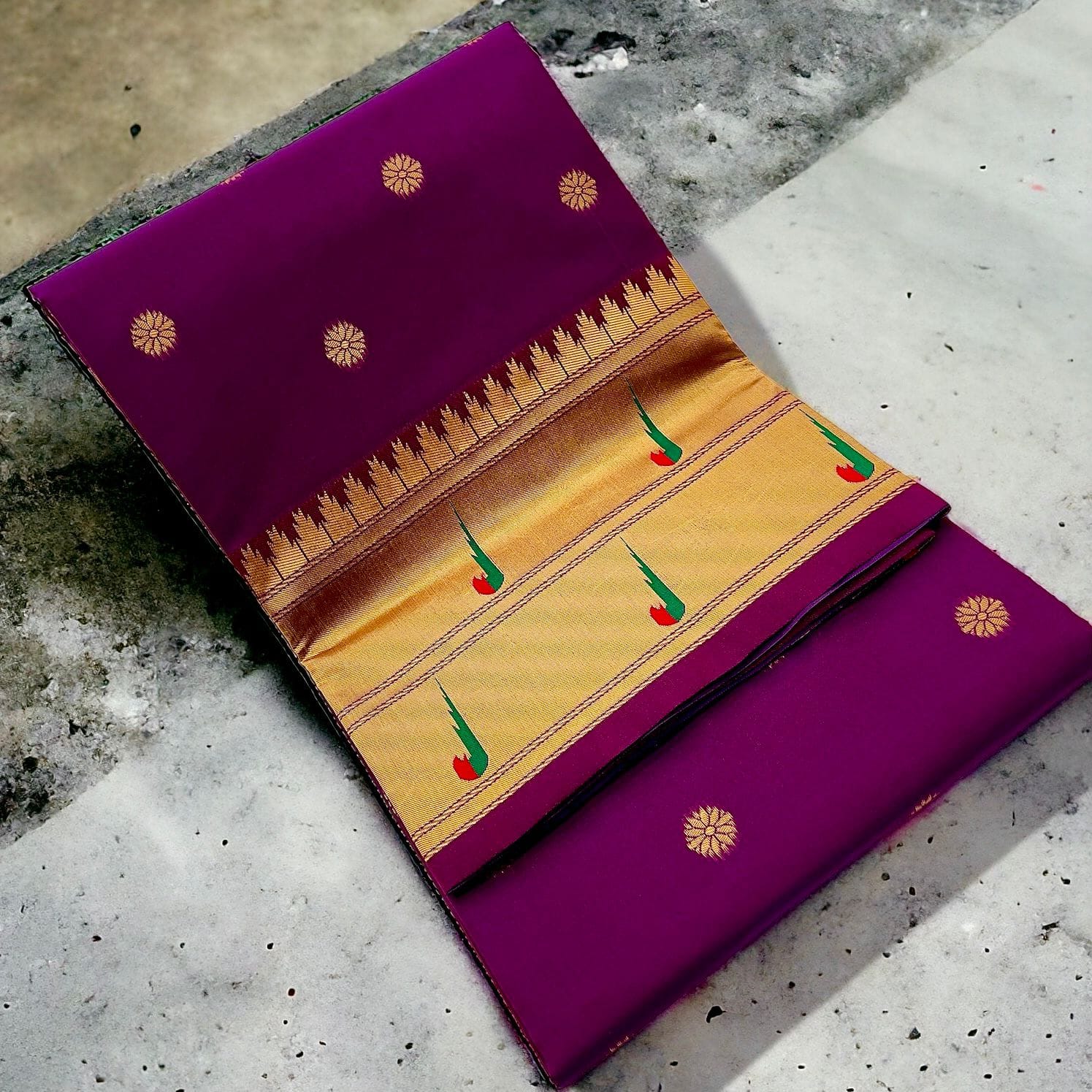 Purple Double Muniya Boarder Paithani (2)