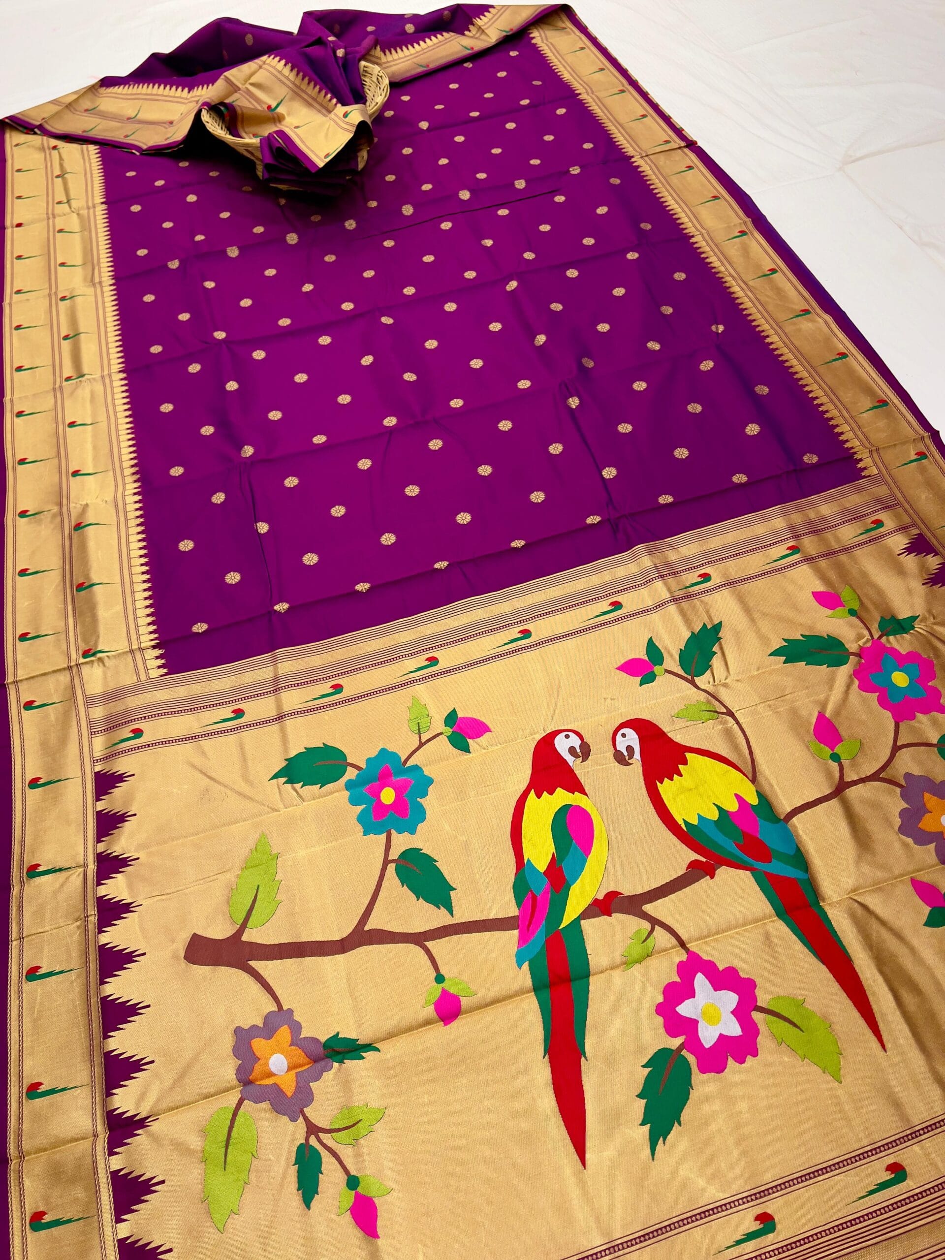 Purple Double Muniya Boarder Paithani