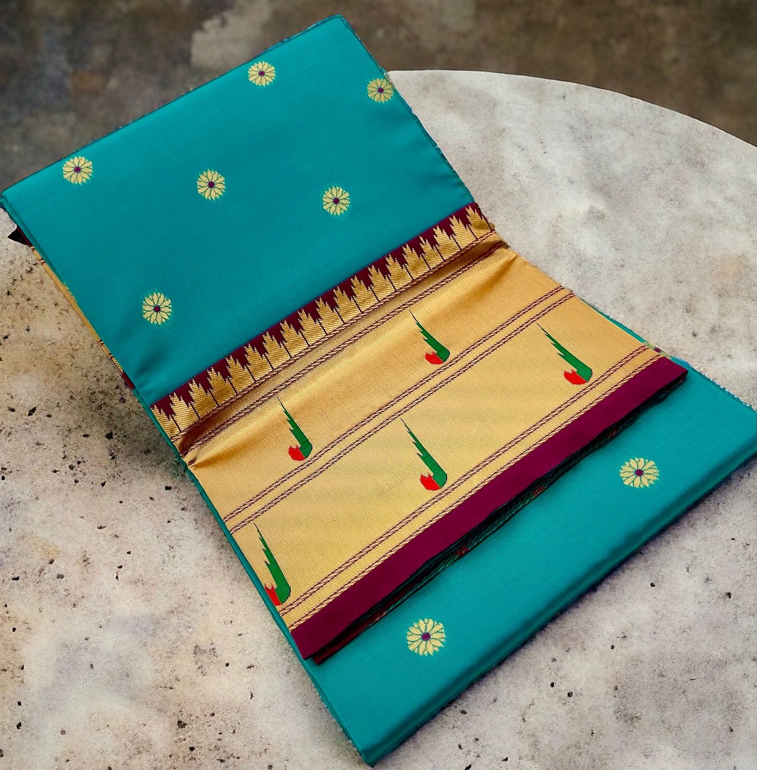 Rama and Purple Double Muniya Boarder Paithani (2)