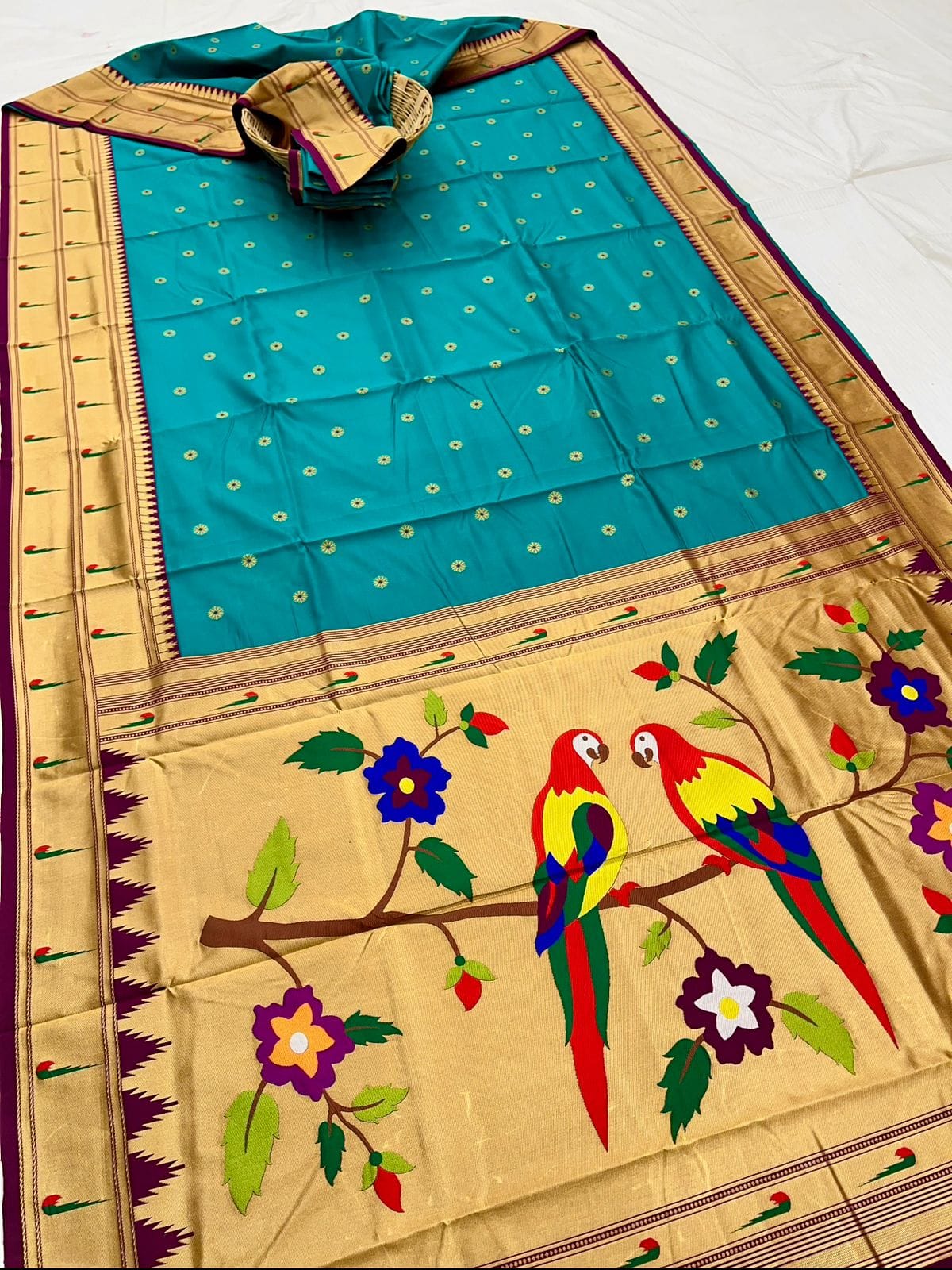 Rama and Purple Double Muniya Boarder Paithani