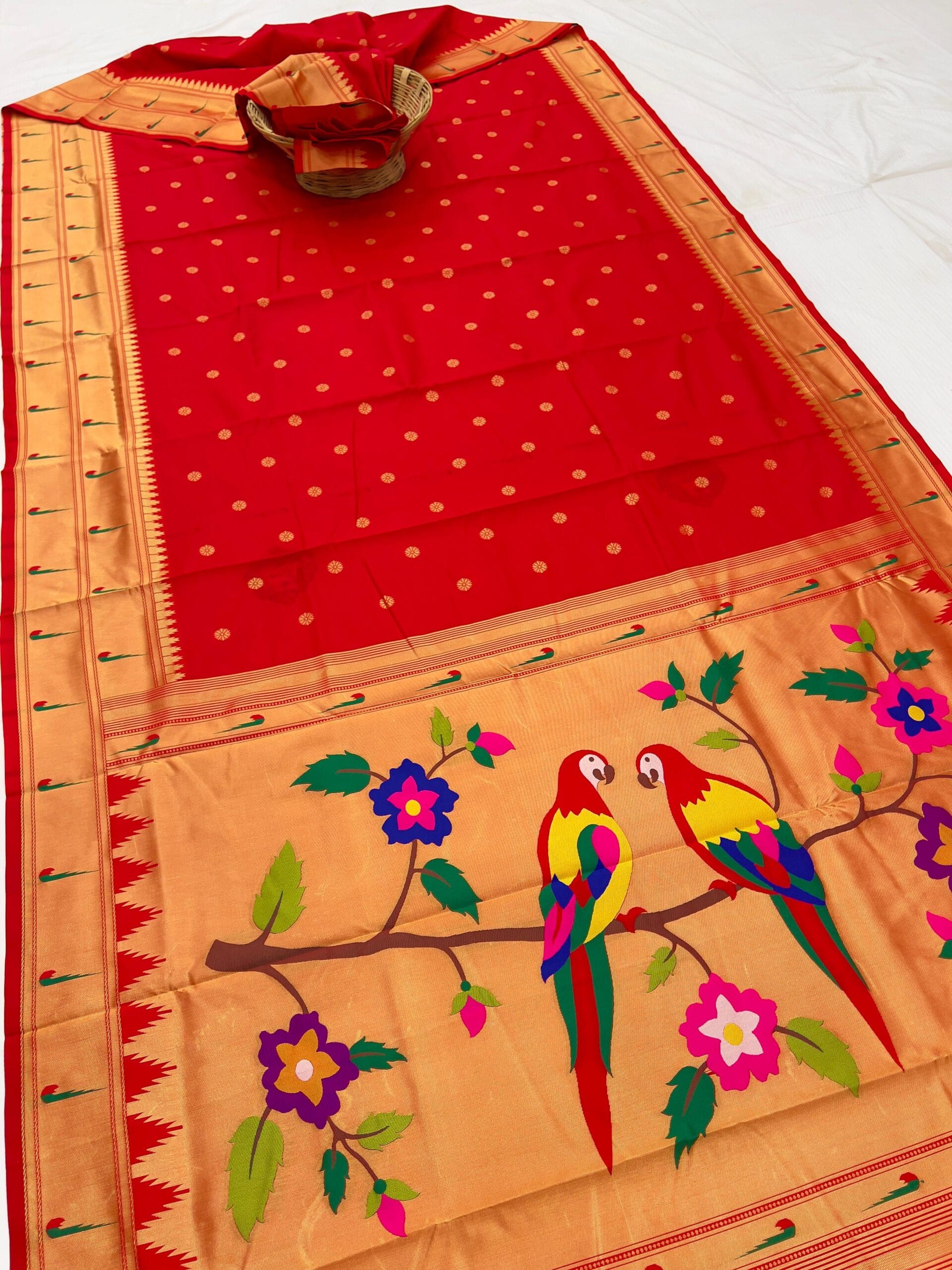 Red Double Muniya Boarder Paithani