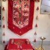 Red Premium Paithani Backdrop and Chaurang Cover Combo D2