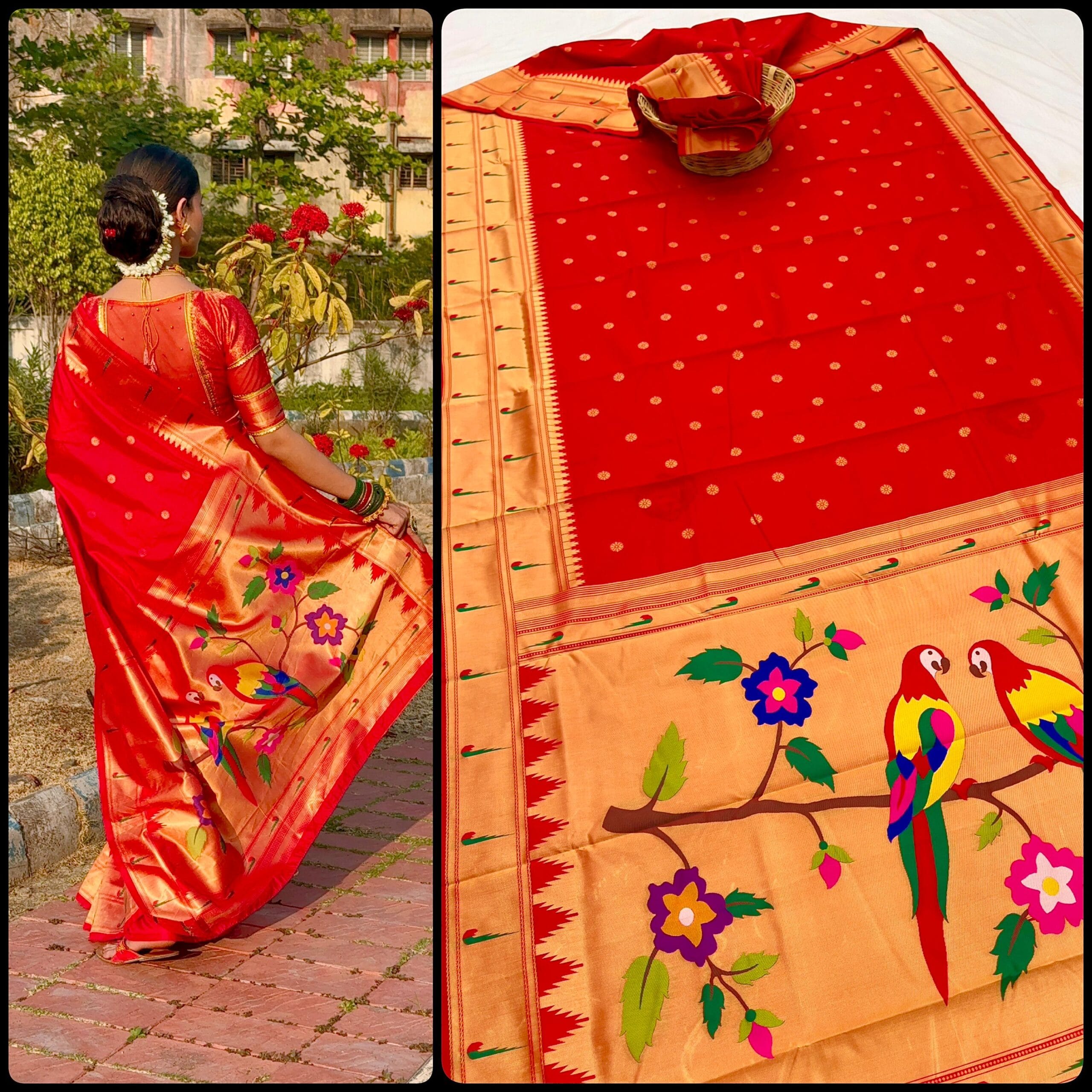 Red Double Muniya Boarder Paithani Main