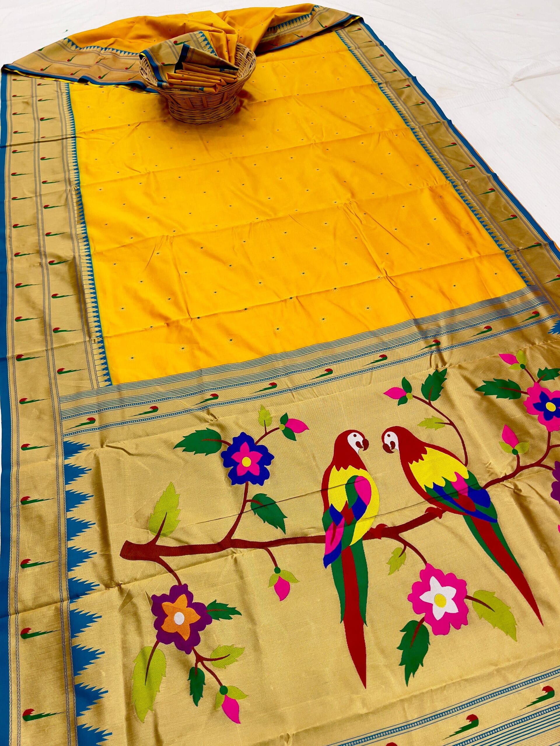 Yellow Double Muniya Boarder Paithani