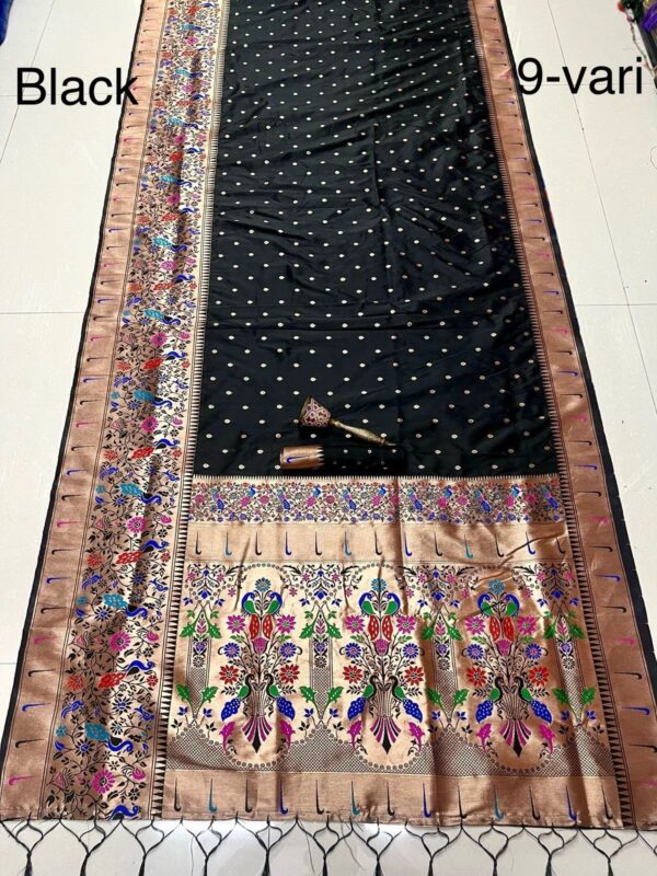 Black 9 Yard Kanchivaram Pethani Silk Saree