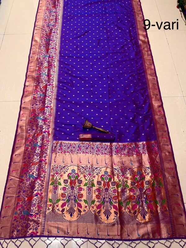 Bluish Purple 9 Yard Kanchivaram Pethani Silk Saree