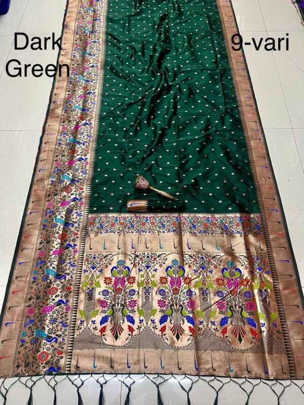 Dark Green 9 Yard Kanchivaram Pethani Silk Saree