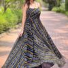 Georgette Bandhej Print Gown Black