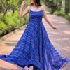 Georgette Bandhej Print Gown Blue