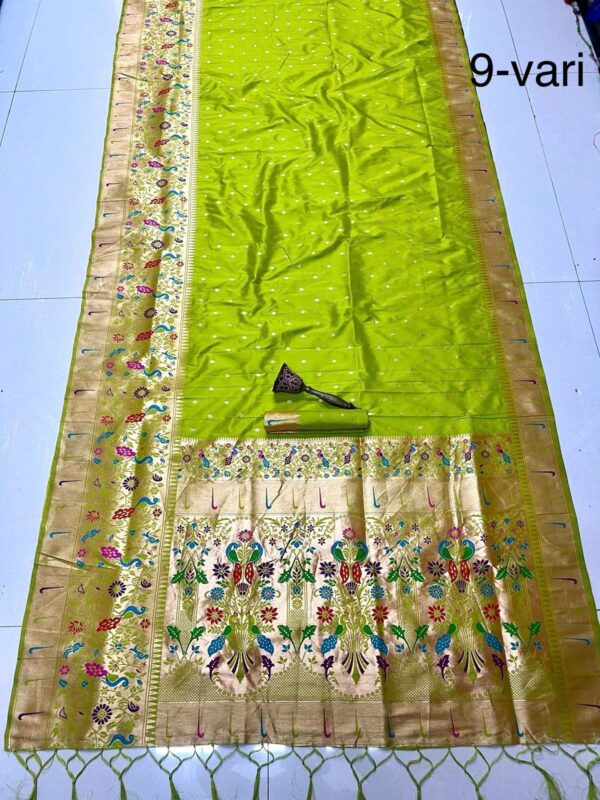 Greenish Yellow 9 Yard Kanchivaram Pethani Silk Saree