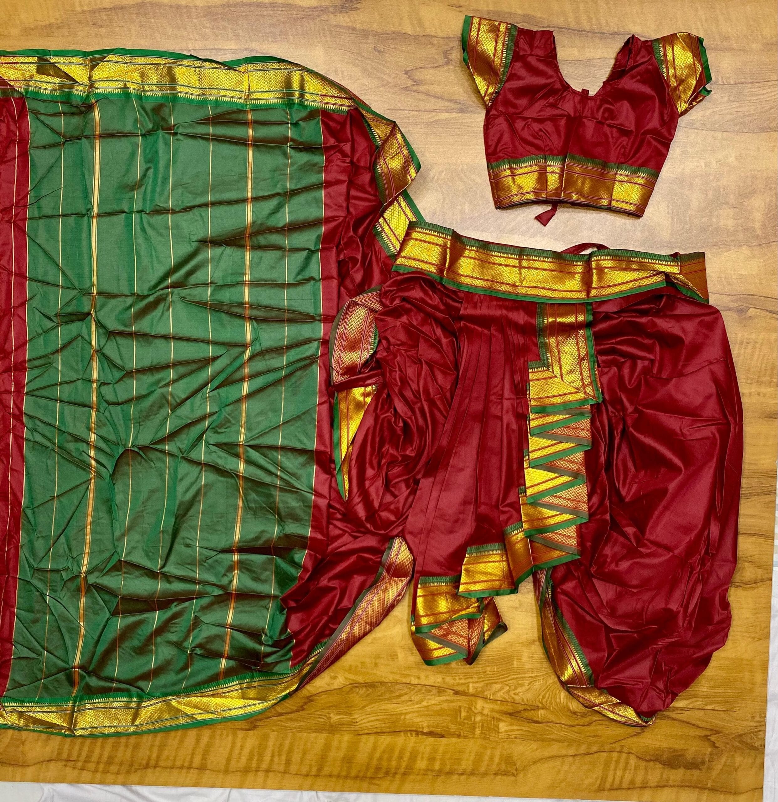 Maroon Mahalaxmi gauri readymade nauvari saree Maroon Mahalaxmi gauri readymade nauvari saree