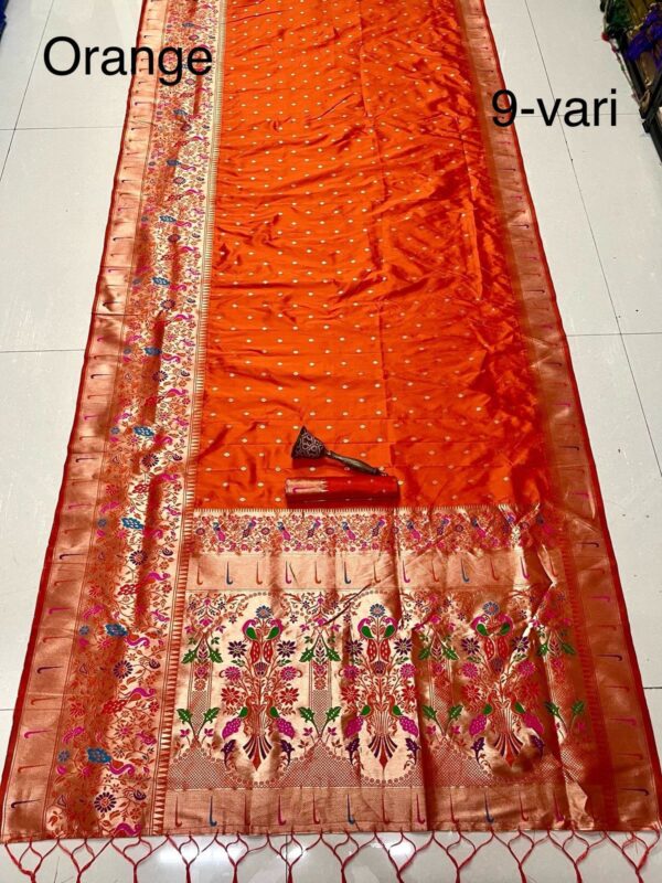 Orange 9 Yard Kanchivaram Pethani Silk Saree