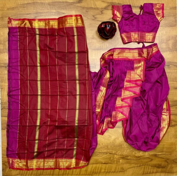 Pink Mahalaxmi gauri readymade nauvari saree