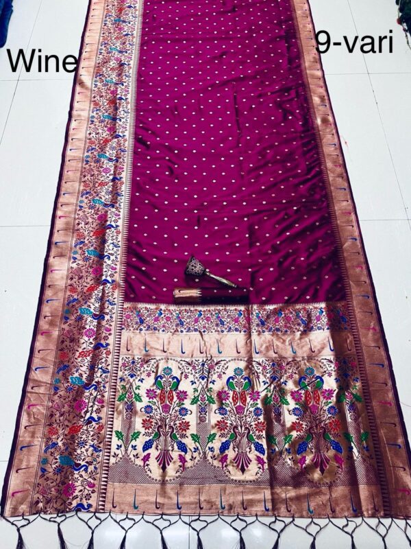 Wine 9 Yard Kanchivaram Pethani Silk Saree