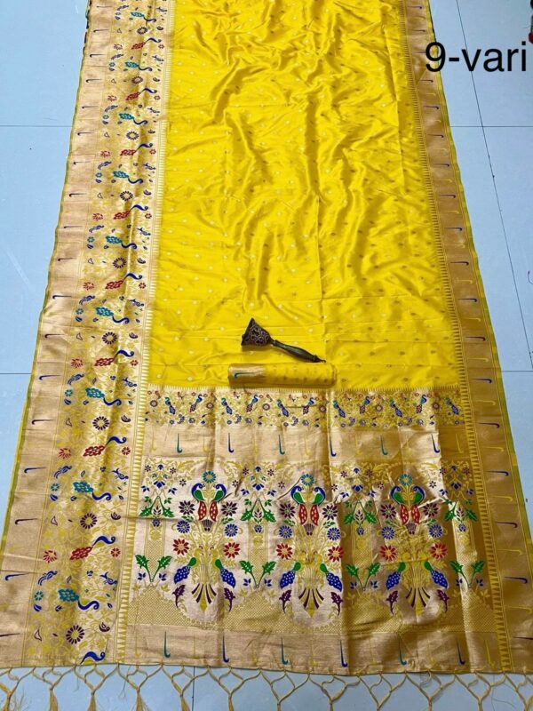 Yellow 9 Yard Kanchivaram Pethani Silk Saree