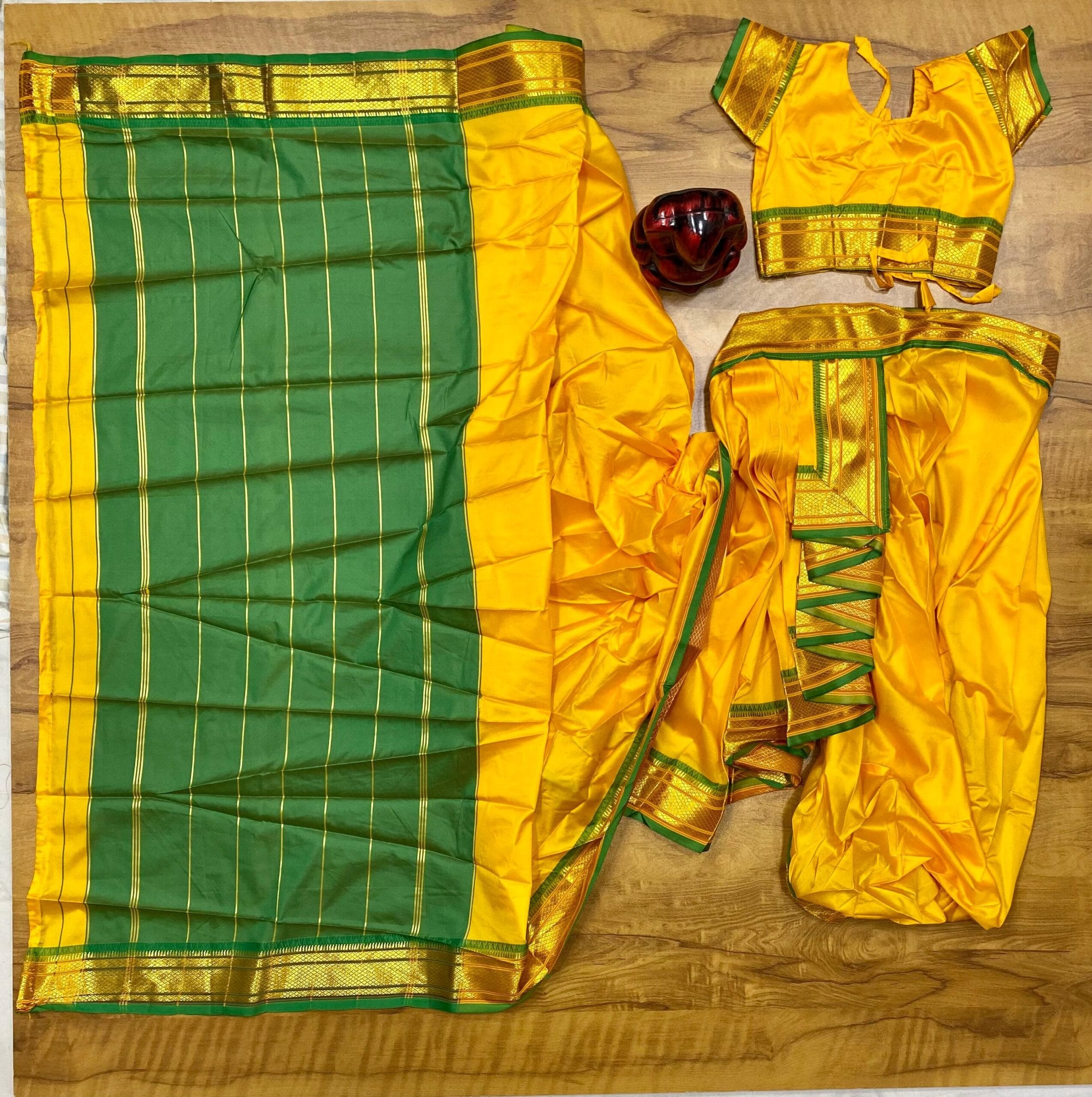 Yellow Mahalaxmi gauri readymade nauvari saree Yellow Mahalaxmi gauri readymade nauvari saree