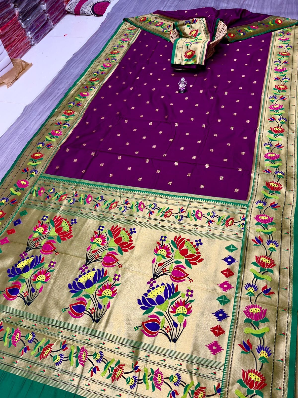 Lotus Brocked Paithani Magenta Full