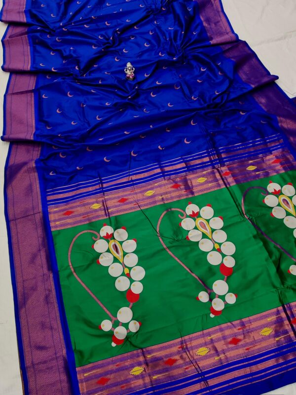 Nath Pallu Chandrakor Paithani Blue