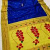 Nath Pallu Chandrakor Paithani Blue Yellow