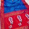 Nath Pallu Chandrakor Paithani Royal Blue Red