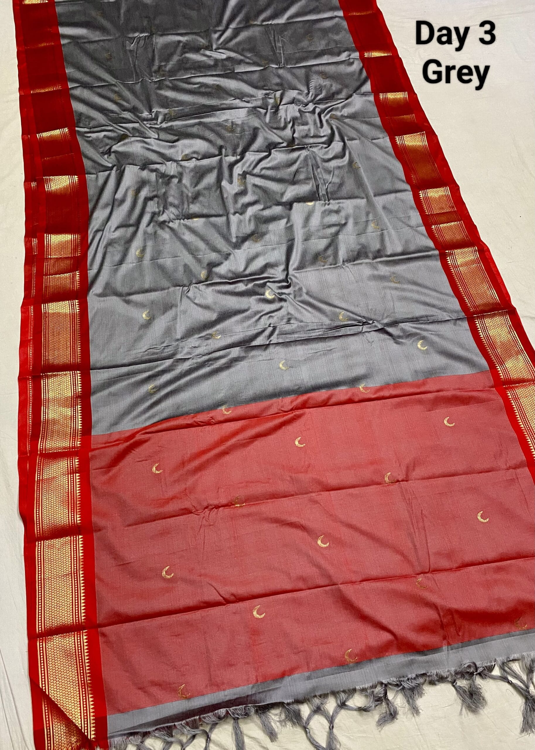 Navratri Special Kadiyal Chandrakor Paithani Grey