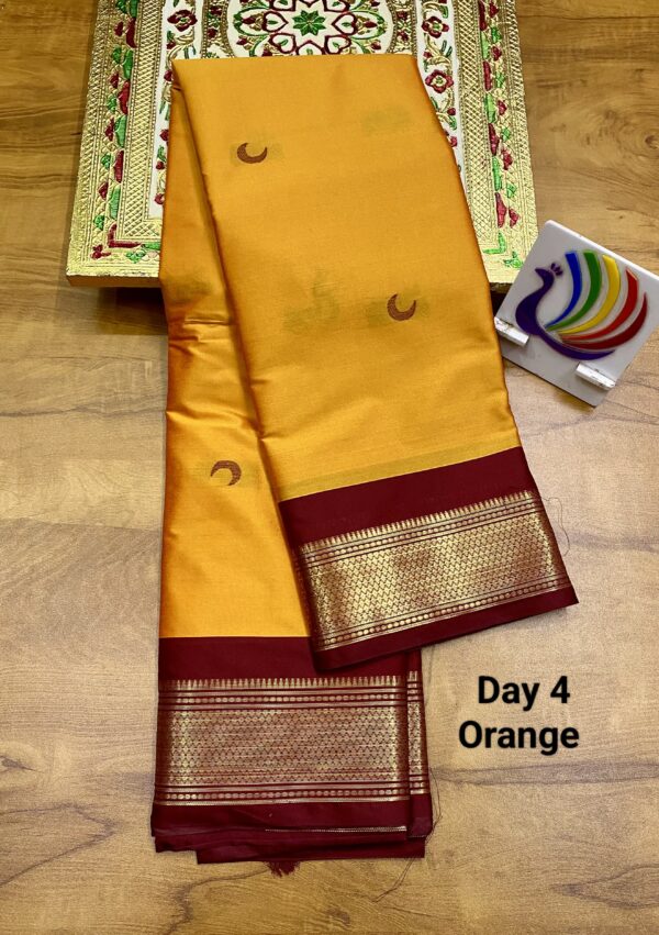 Navratri Special Kadiyal Chandrakor Paithani Orange (2)