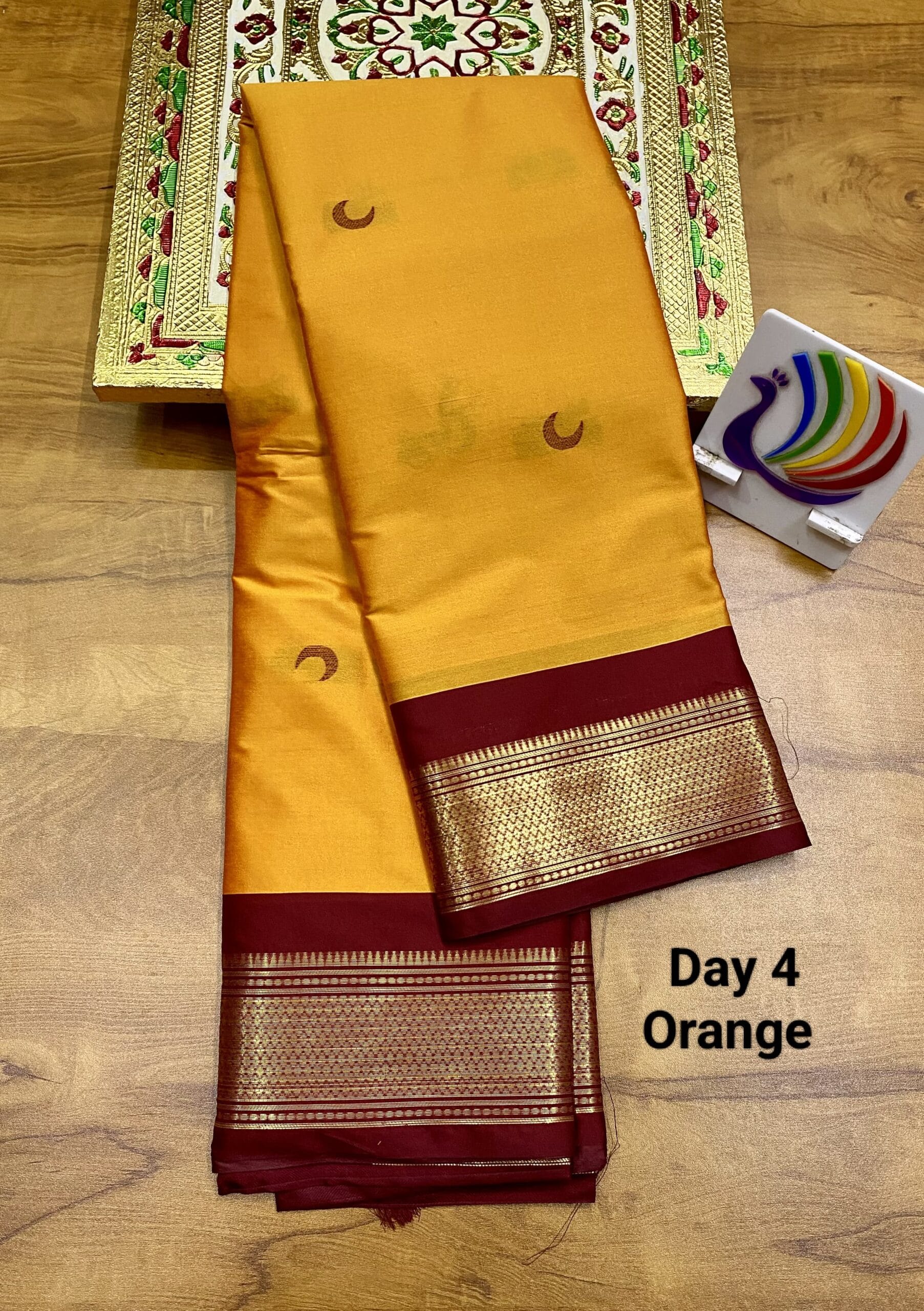 Navratri Special Kadiyal Chandrakor Paithani Orange (2)