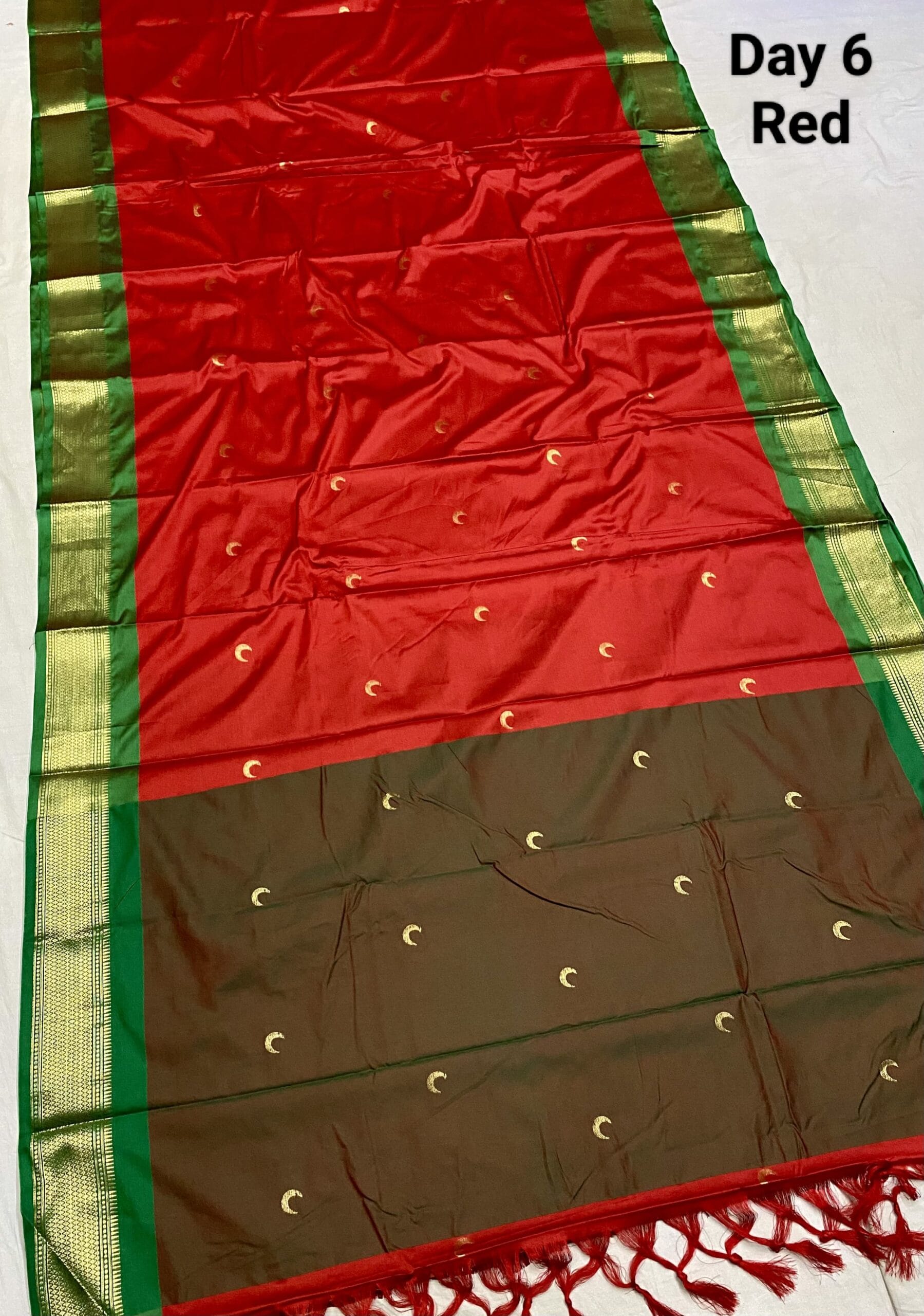 Navratri Special Kadiyal Chandrakor Paithani Red