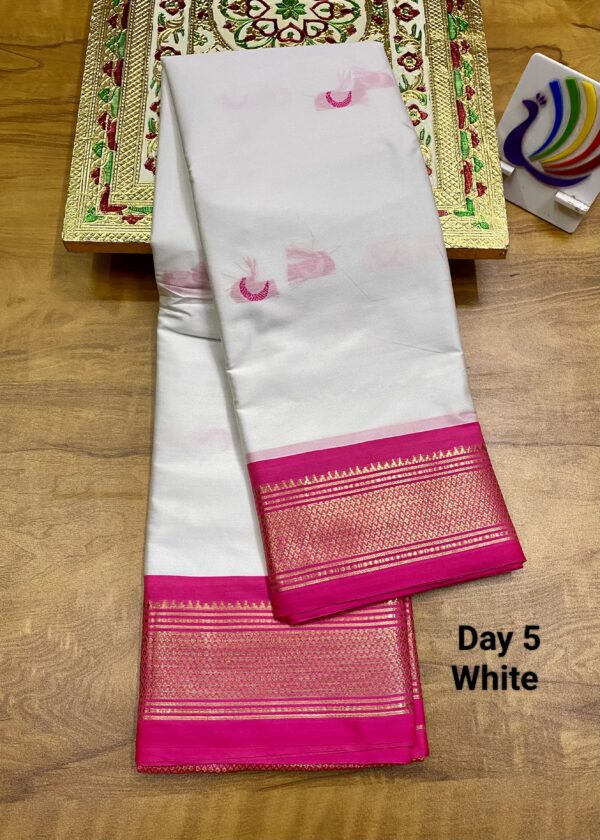 Navratri Special Kadiyal Chandrakor Paithani White (2)