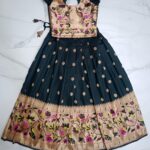 Bottle Green Paithani Lehenga for Kids