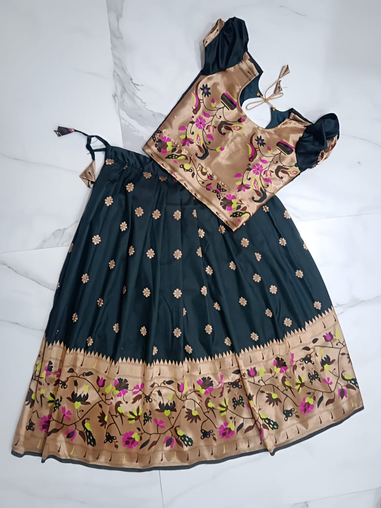 Bottle Green Paithani Lehenga Side Bottle Green Paithani Lehenga Side