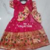 Long Pink Paithani Jacket Frock Front