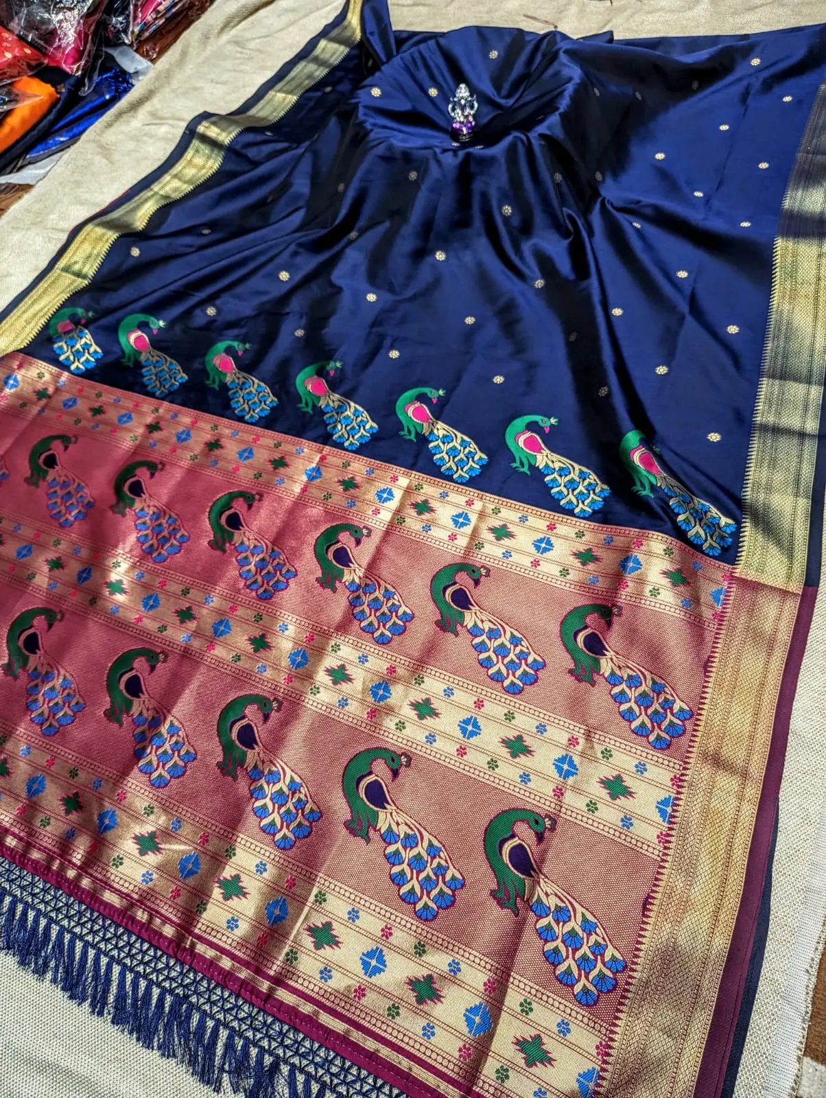 Blue Peacock Pallu Paithani Product detail view 2