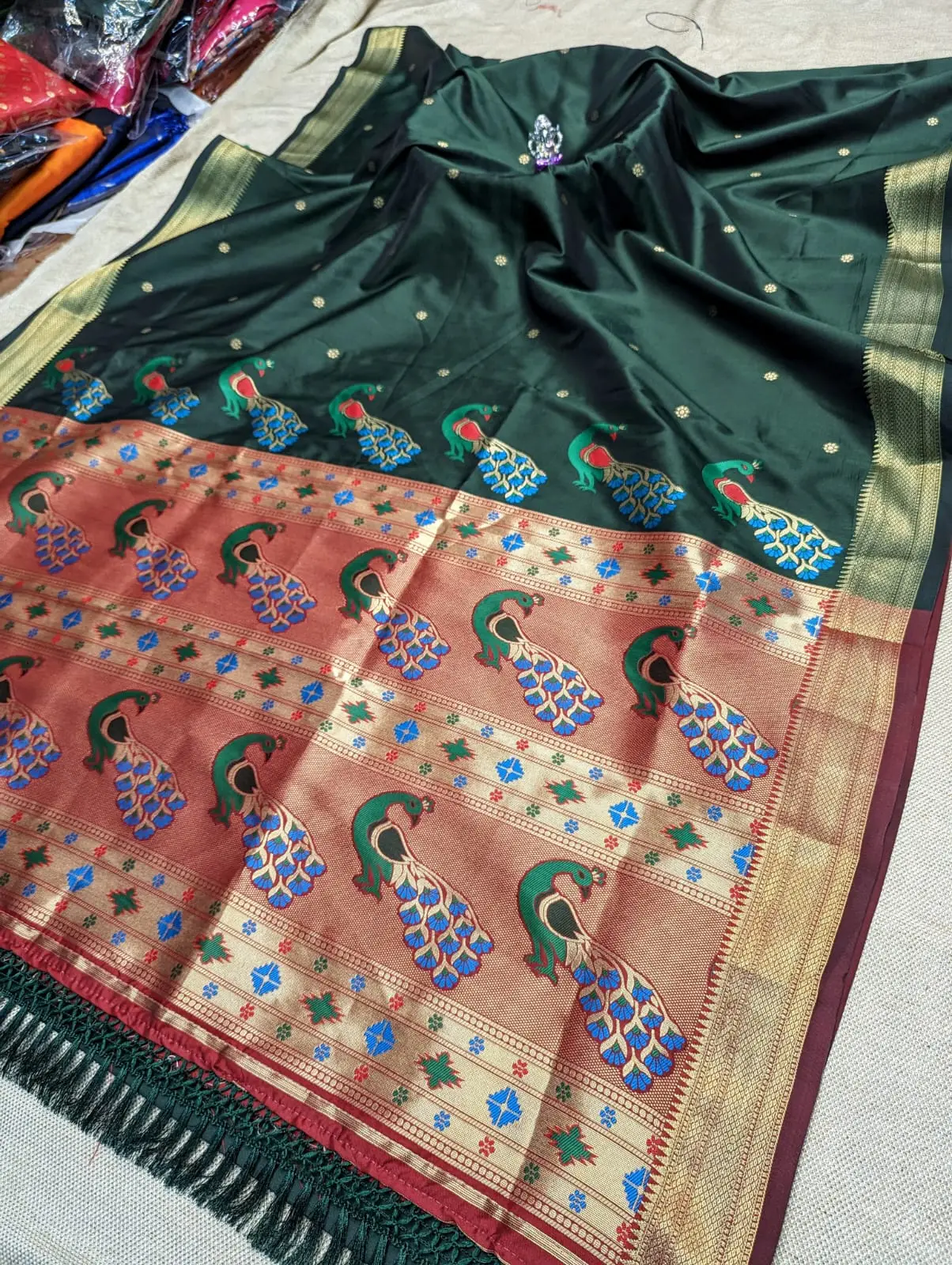 Green Kriya Peacock Pallu Paithani Product detail view 4