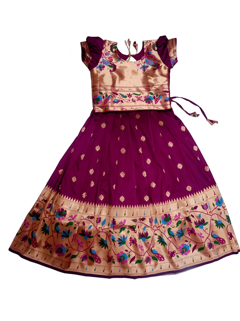 Magenta Paithani Lehenga Front