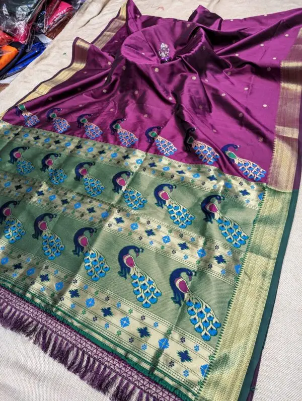 Purple Kriya Peacock Pallu Paithani