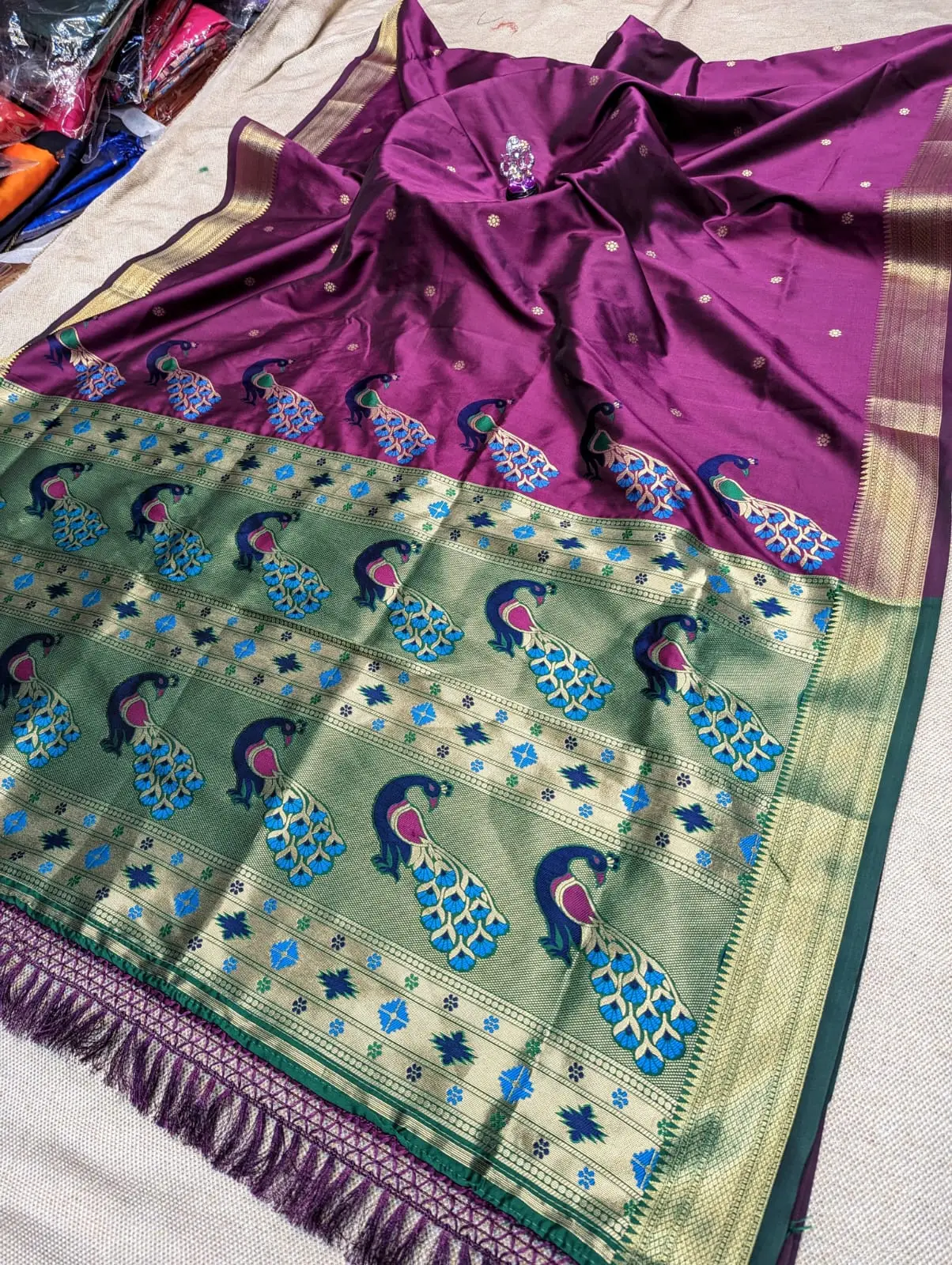 Purple Kriya Peacock Pallu Paithani Product detail view 6