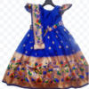 Royal Blue Paithani Frock With Pallu Back