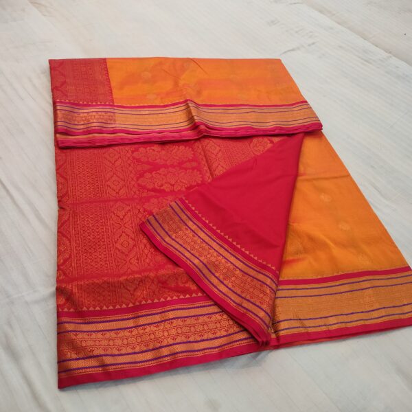 Yellow 9 Var Banglore Silk Saree