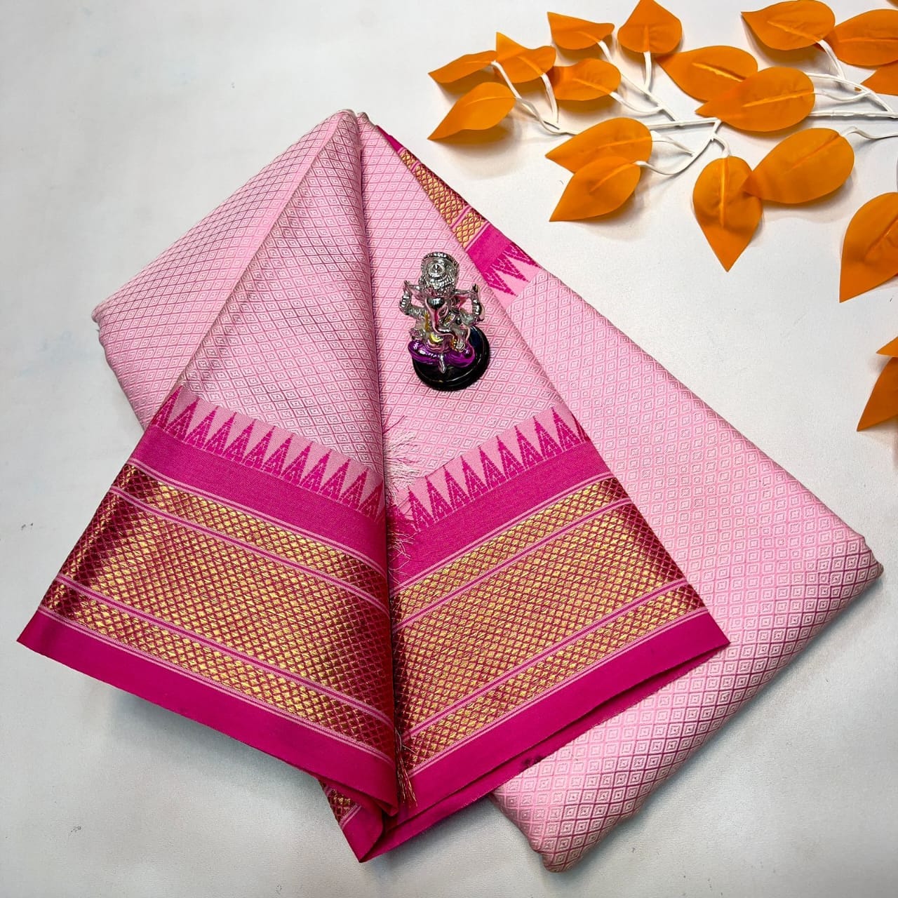 Katki Khan Paithani Saree Baby Pink Katki Khan Paithani Saree Baby Pink