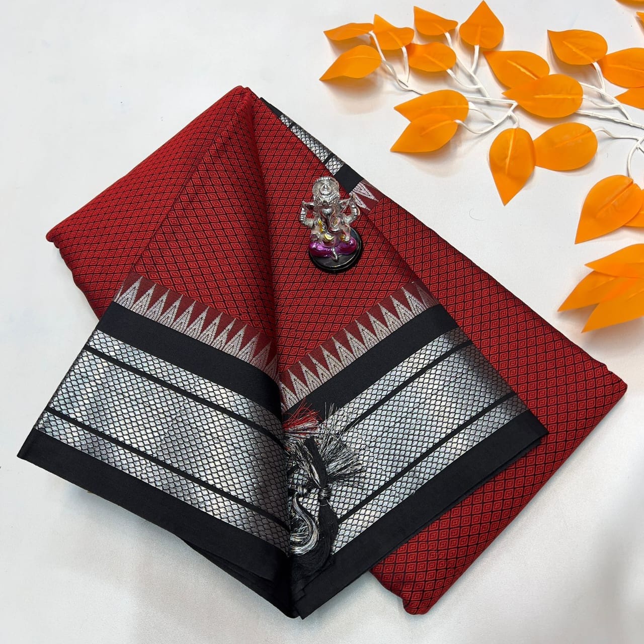 Katki Khan Paithani Saree Brownish Red Katki Khan Paithani Saree Brownish Red