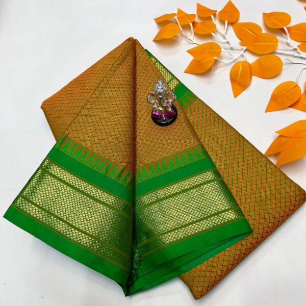 Katki Khan Paithani Saree Orange Yellow