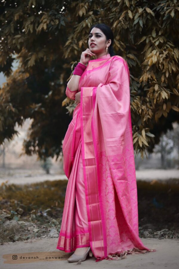 Katki Khan Paithani Saree Pink